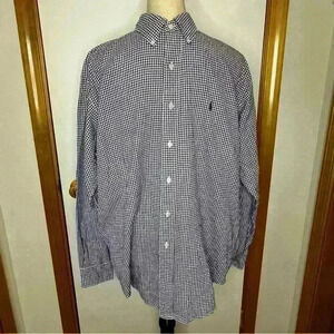 Ralph Lauren Golf Button Down Long Sleeve Shirt Men Medium Purple‎ White Plaid